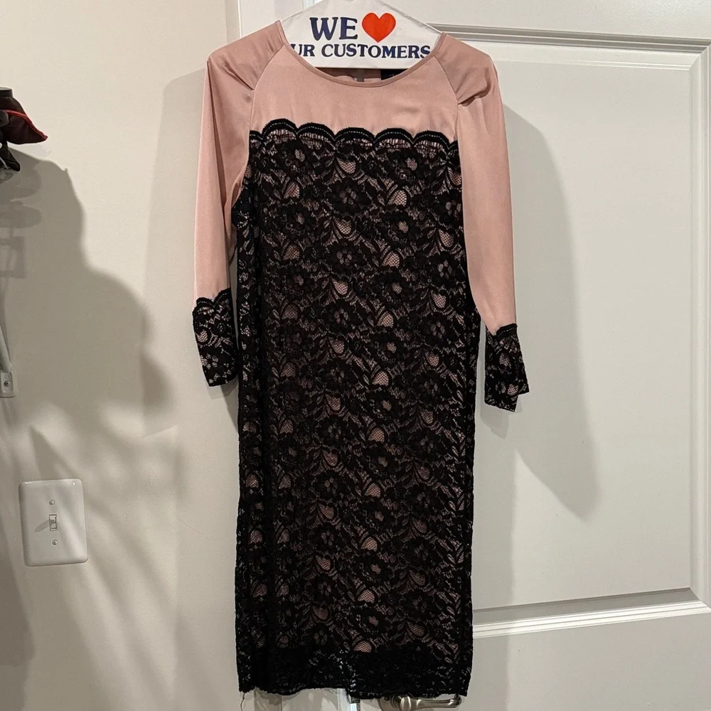 Just...Taylor Pink and Black Long Sleeve Dress - Picture 1 of 3